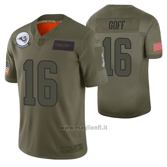 Maglia NFL Limited Los Angeles Rams Jared Goff 2019 Salute To Service Verde